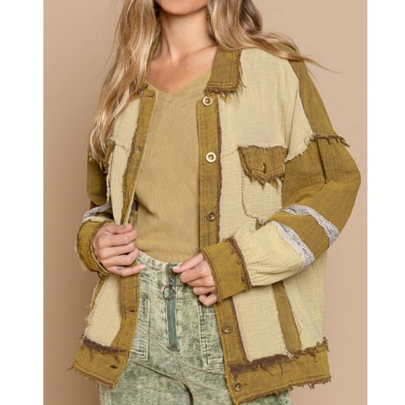 14588 POL Spliced Gauze Jacket - Picture 5 of 6